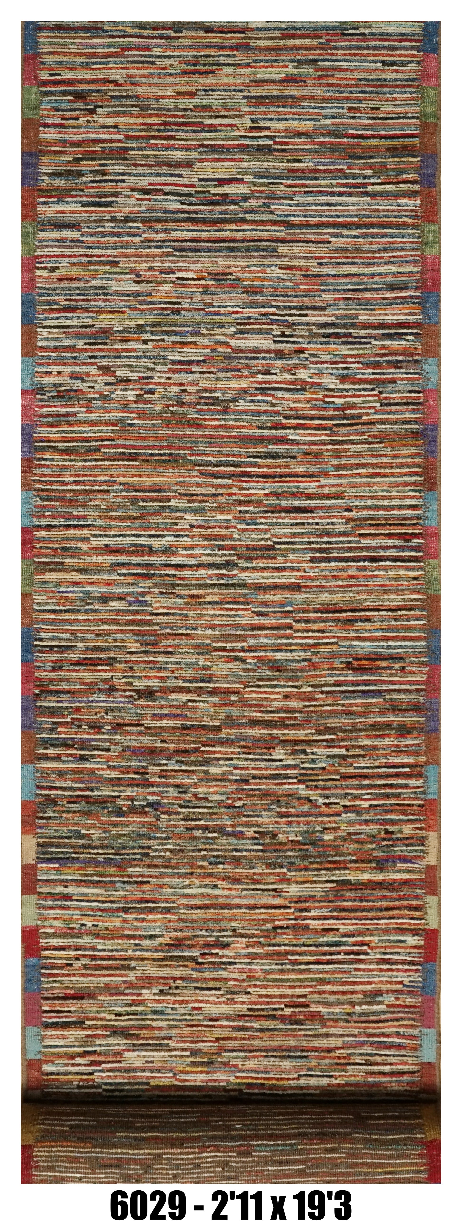 Moroccan Runner Rug 2'11" x 19'3" |  Multicolor Striped Hallway Rug