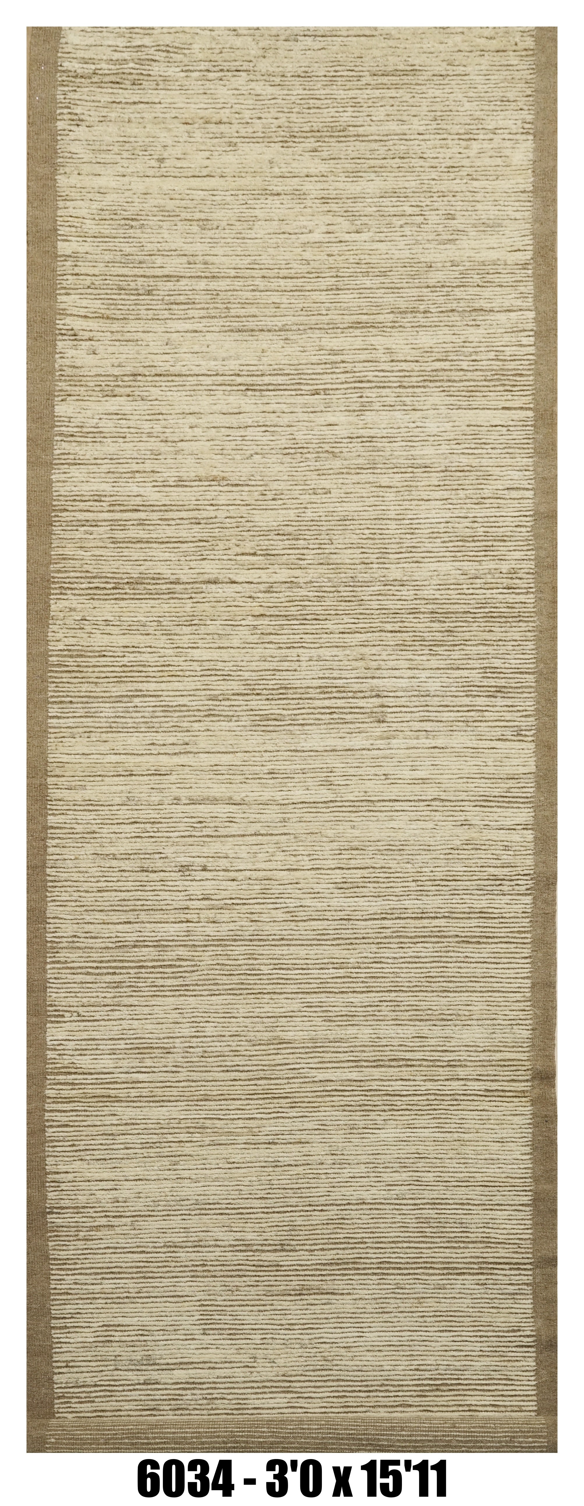 Moroccan Runner Rug 3'0" x 15'11" | Ivory Beige Solid Textured Hallway Rug