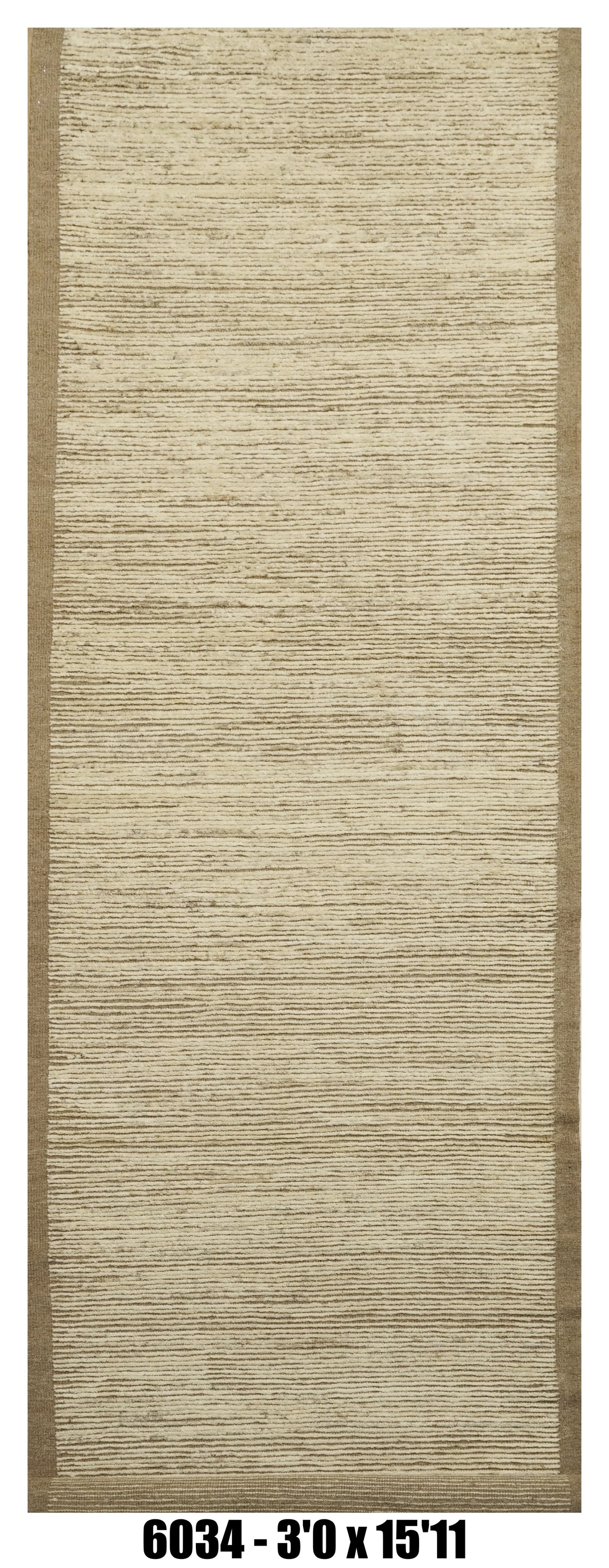 Moroccan Runner Rug 3'0" x 15'11" | Ivory Beige Solid Textured Hallway Rug