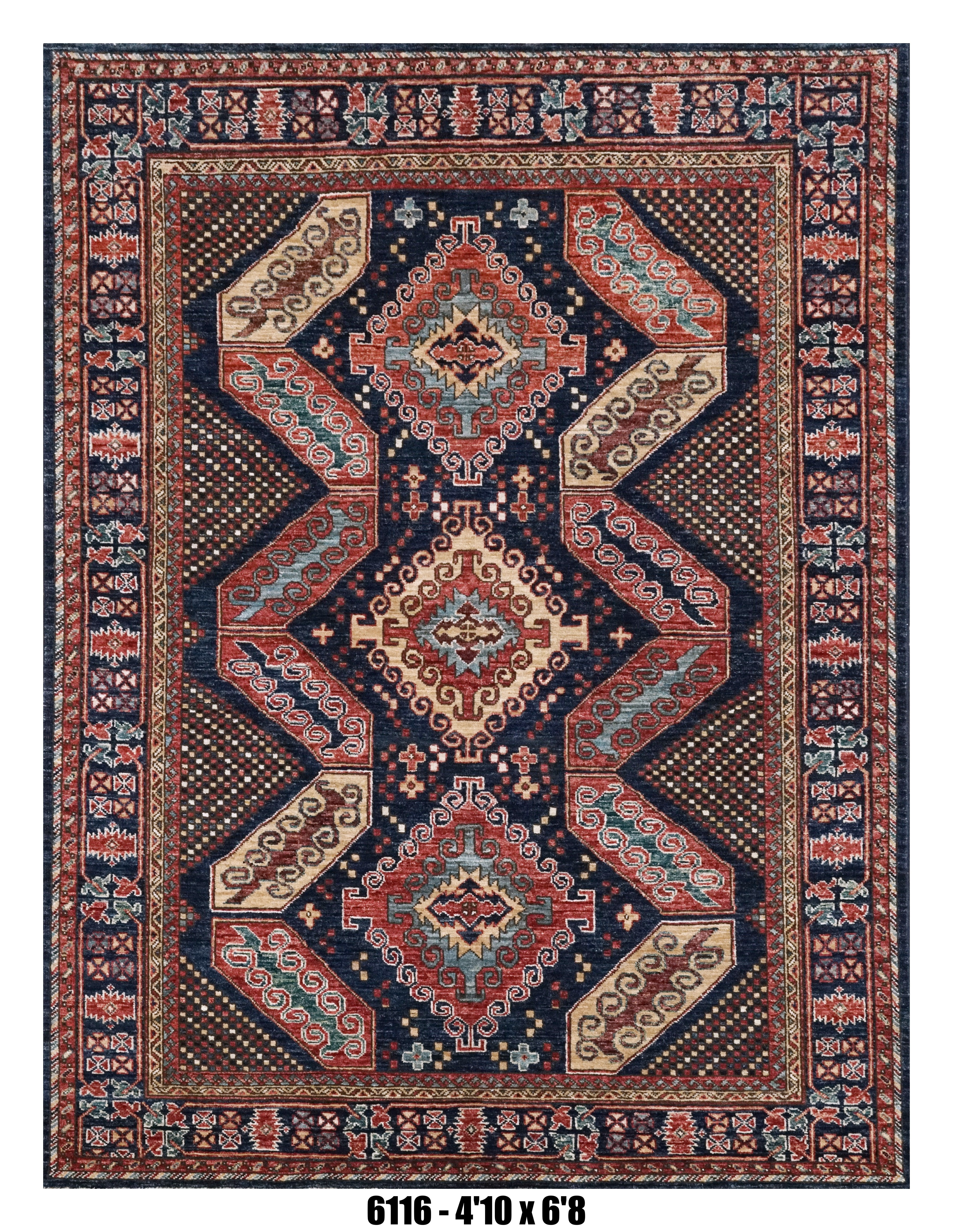 Handmade Afghan Rug — 5x7-8