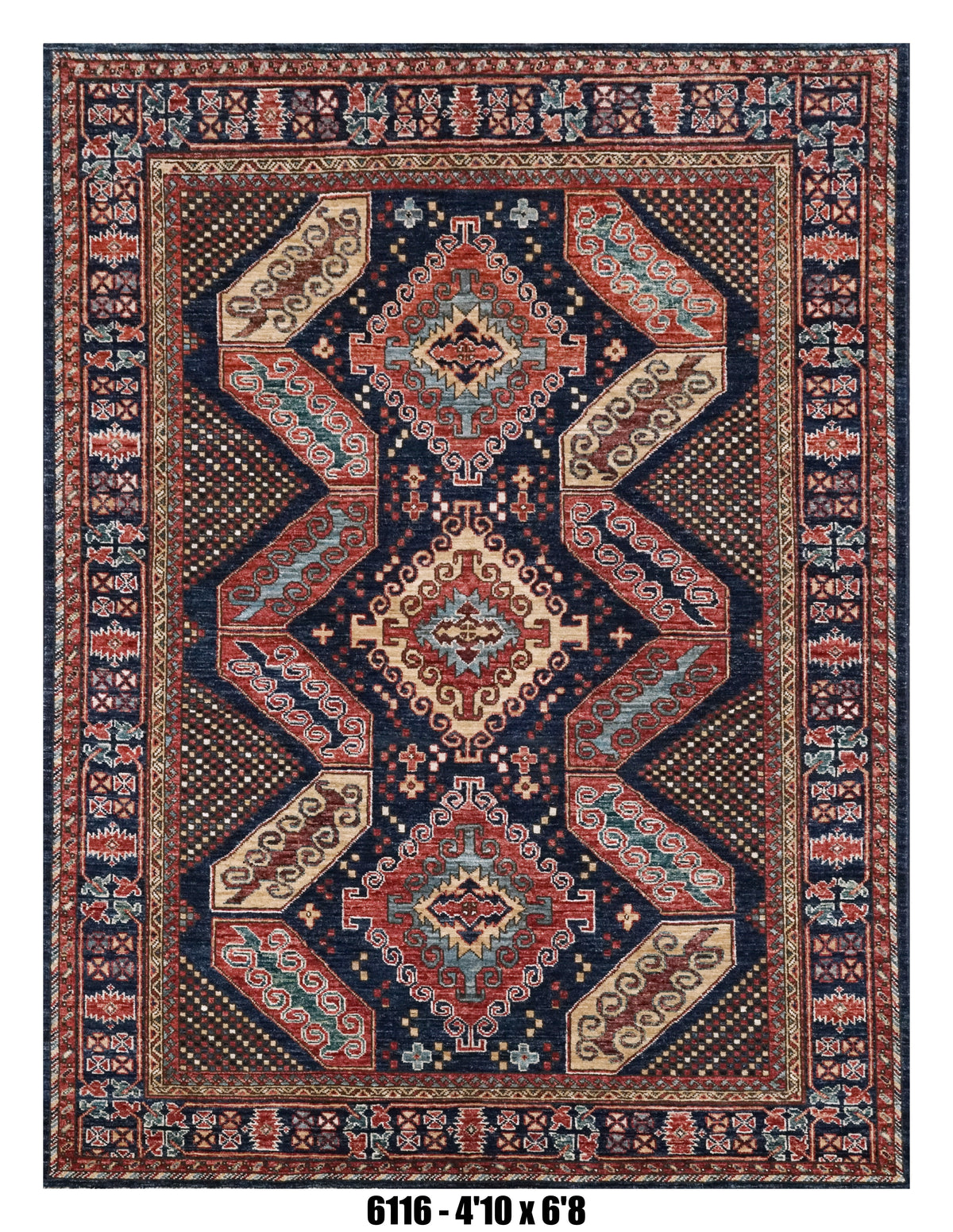 Handmade Afghan Rug — 5x7-8