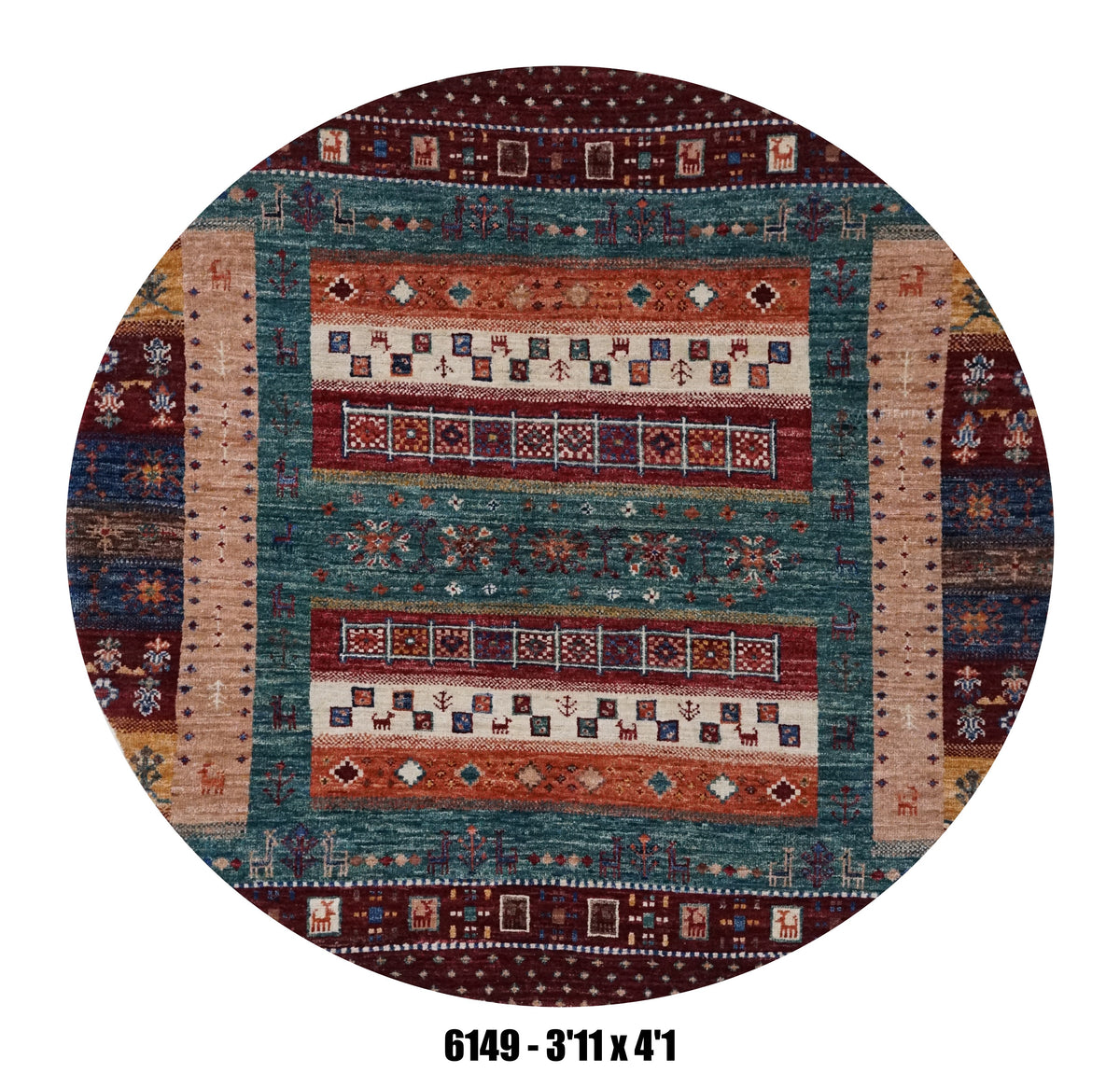 Handmade Afghan Rug — Round-Square