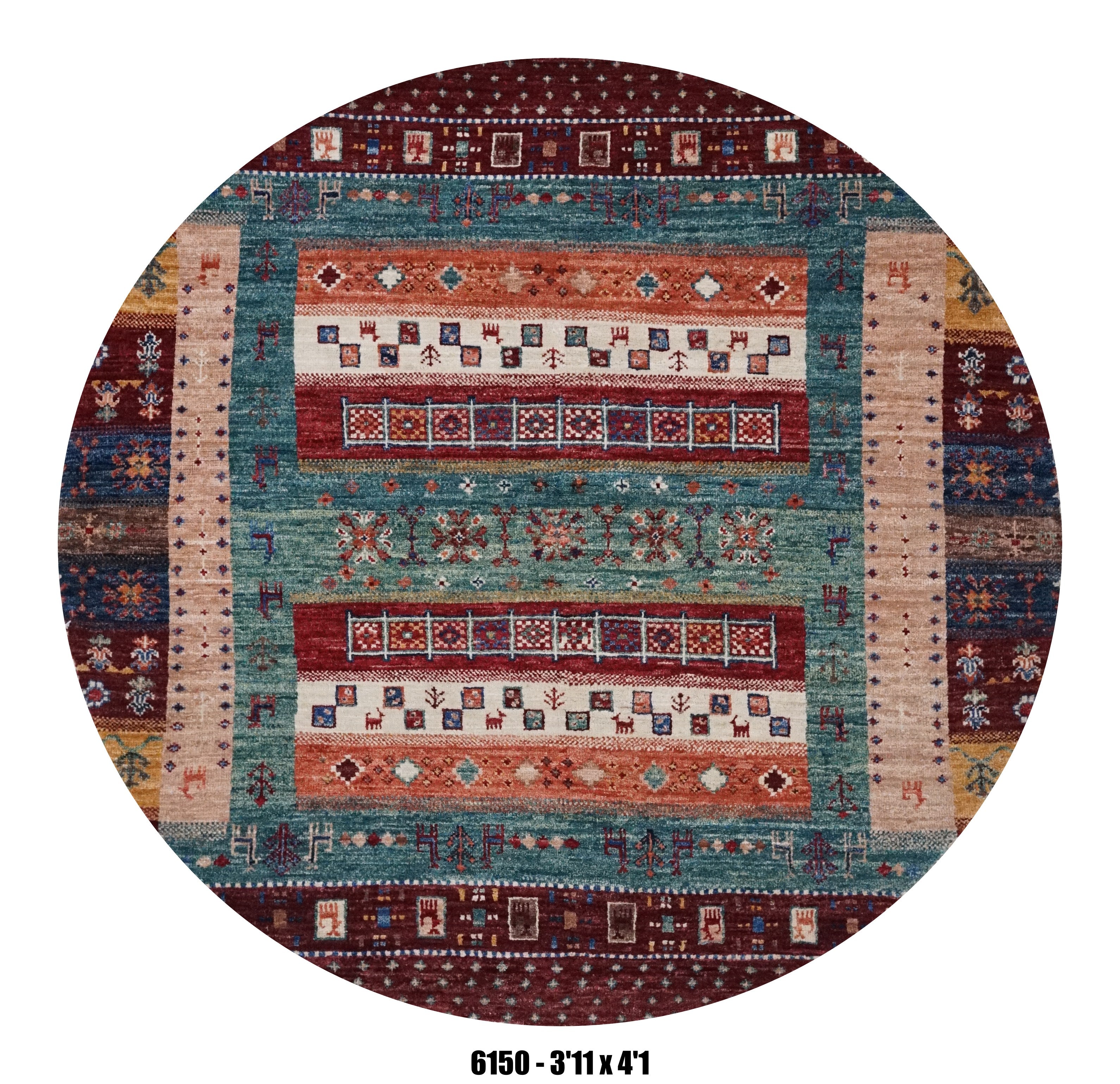 Handmade Afghan Rug — Round-Square