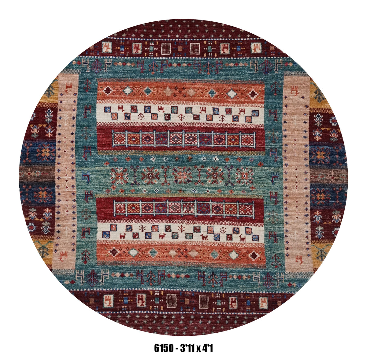 Handmade Afghan Rug — Round-Square