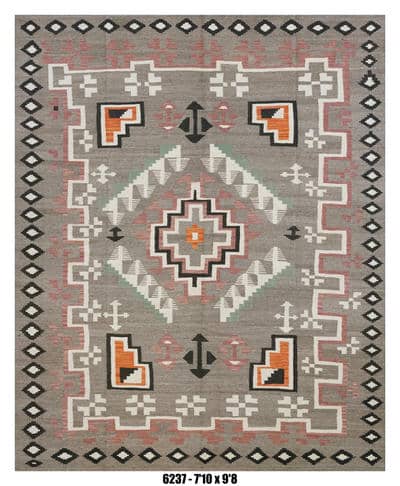 Southwestern Grey Tribal Kilim Area Rug – 7'10" x 9'8" –