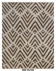 Modern Area Rug 9'3" x 11'10" – Ivory Brown Geometric Tribal Living Room Rug
