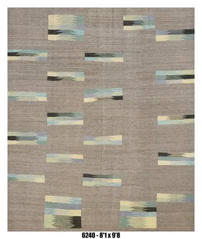 Neutral Abstract Modern Kilim Area Rug – 8'1" x 9'8"