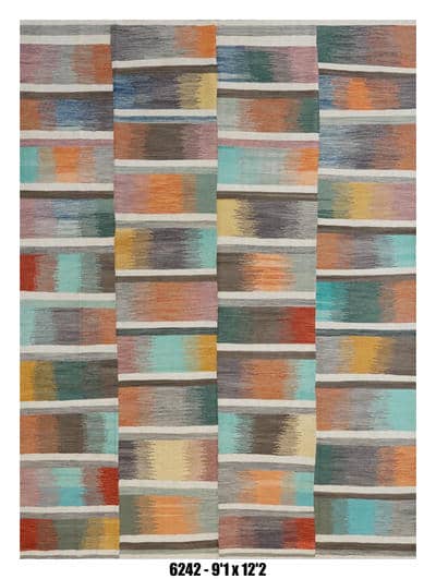 Modern Area Rug 9'1" x 12'2" – Multicolor Abstract Block Living Room Rug