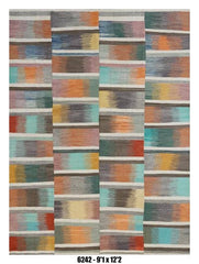 Modern Area Rug 9'1" x 12'2" – Multicolor Abstract Block Living Room Rug