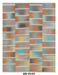 Modern Area Rug 9'4" x 12'3" – Pastel Multicolor Abstract Block Living Room Rug