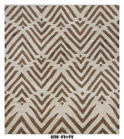 Brown & Ivory Chevron Tribal Kilim Area Rug – 8'8" x 9'9"