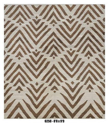 Brown & Ivory Chevron Tribal Kilim Area Rug – 8'8" x 9'9"