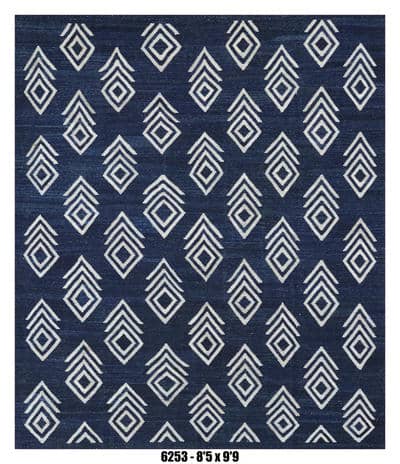 Navy Blue Diamond Pattern Kilim Area Rug – 8'5" x 9'9"