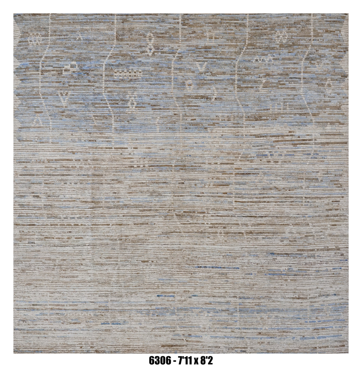 Modern Area Rug 7'11" x 8'2" |  Soft Blue Ivory Minimal Textured Living Room Rug