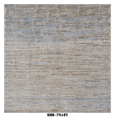 Modern Area Rug 7'11" x 8'2" |  Soft Blue Ivory Minimal Textured Living Room Rug