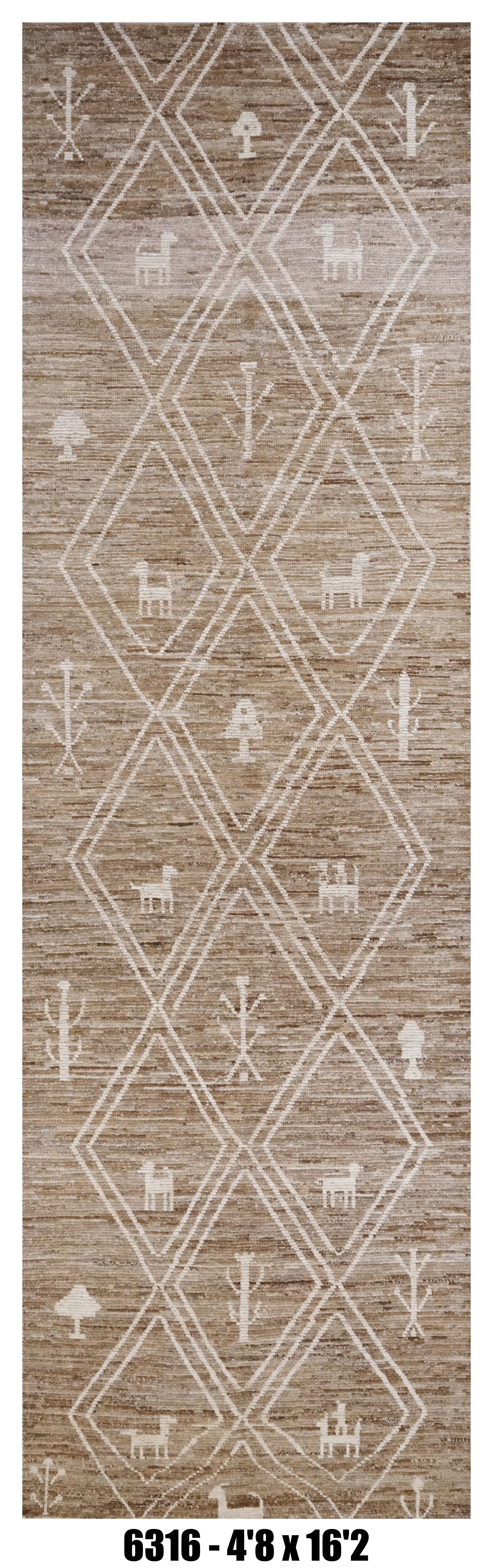 Moroccan Runner Rug 4'8" x 16'2"  |  Taupe Ivory Tribal Animal Oversized Hallway Rug