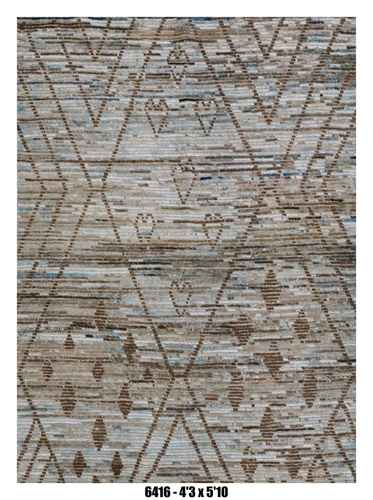 Moroccan Tribal Area Rug 4'3" x 5'10" | Neutral Taupe Brown Diamond Pattern