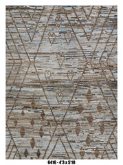 Moroccan Tribal Area Rug 4'3" x 5'10" | Neutral Taupe Brown Diamond Pattern