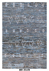 Moroccan Geometric Area Rug 3'2" x 4'9"|  Blue Brown Abstract Pattern