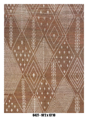 Moroccan Tribal Area Rug 10'2" x 13'10" |  Warm Taupe Ivory Diamond Pattern