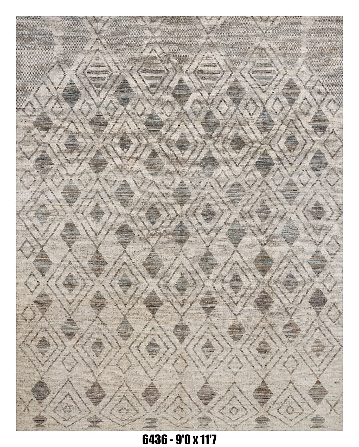 Moroccan Geometric Area Rug 9'0" x 11'7" – Ivory Taupe Diamond Pattern Moroccan Geometric Area Rug 9'0" x 11'7" |  Ivory Taupe Diamond Pattern