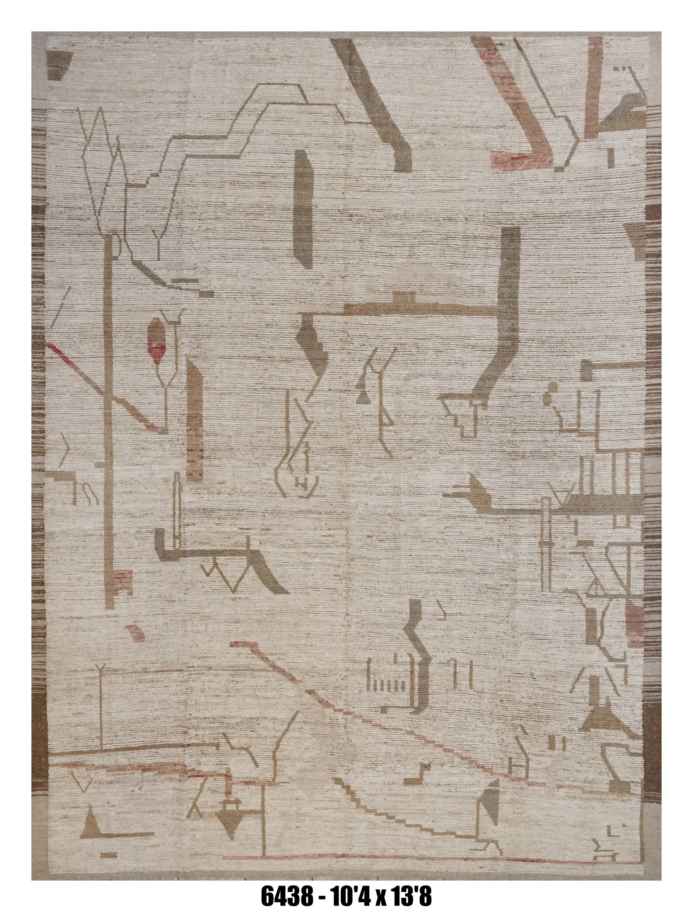 Moroccan Abstract Area Rug 10'4" x 13'8" |  Ivory Taupe Blush Geometric Pattern