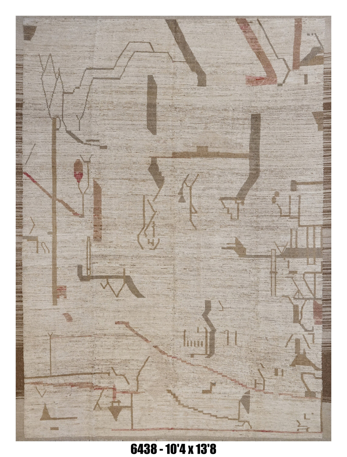 Moroccan Abstract Area Rug 10'4" x 13'8" |  Ivory Taupe Blush Geometric Pattern