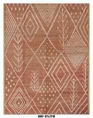 Moroccan Tribal Area Rug 9'1" x 11'10"  |  Terracotta Ivory Diamond Pattern