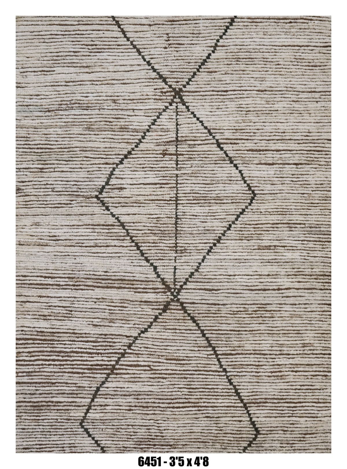 Moroccan Diamond Area Rug 3'5" x 4'8"| Beige Ivory Geometric Pattern