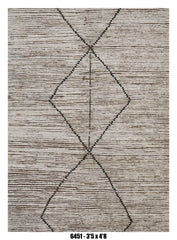 Moroccan Diamond Area Rug 3'5" x 4'8"| Beige Ivory Geometric Pattern