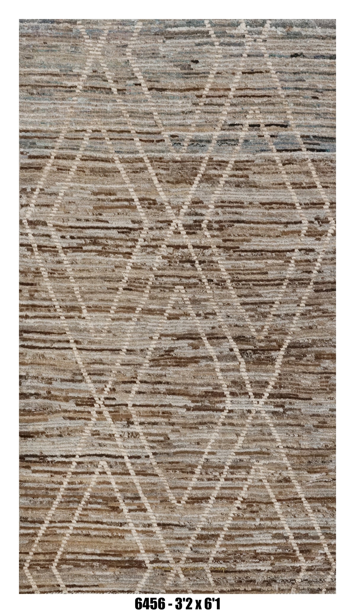 Moroccan Diamond Runner Rug 3'2" x 6'1"  |  Neutral Taupe Ivory Lattice Pattern