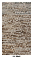 Moroccan Diamond Runner Rug 3'2" x 6'1"  |  Neutral Taupe Ivory Lattice Pattern