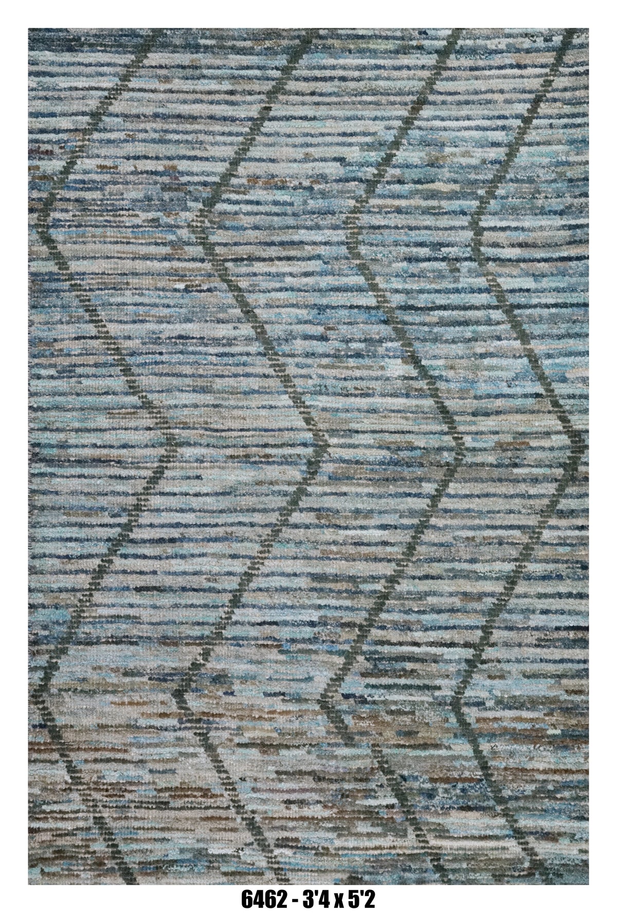 Moroccan Chevron Area Rug 3'4" x 5'2" |  Blue Beige Chevron Pattern