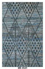 Moroccan Area Rug 3'4" x 5'1" | Geometric Diamond Pattern in Blue & Grey