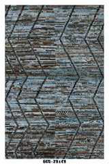 Moroccan Area Rug 3'0" x 4'8" |  Geometric Design in Blue & Brown