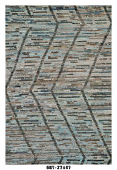 Moroccan Area Rug 3'2" x 4'7" | Modern Geometric Design in Blue & Brown