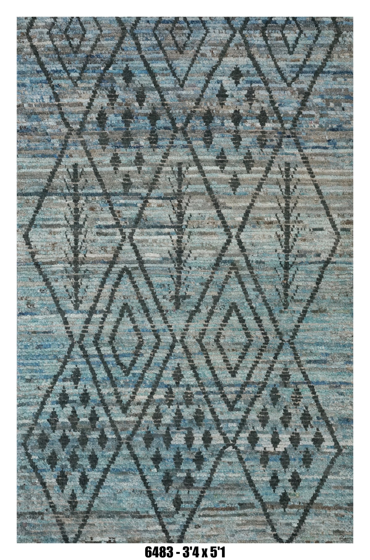 Moroccan Tribal Diamond Area Rug 3'4" x 5'1" | Blue Multi Pattern