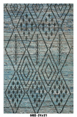 Moroccan Tribal Diamond Area Rug 3'4" x 5'1" | Blue Multi Pattern