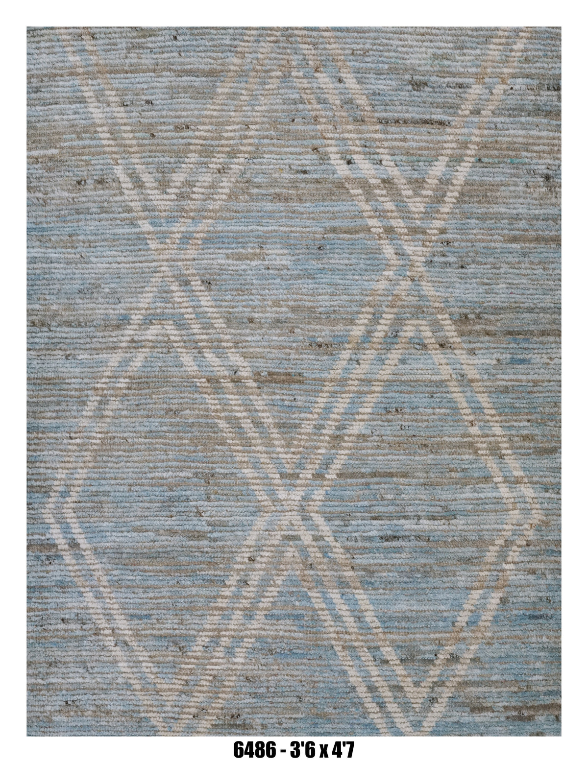 Moroccan Diamond Area Rug 3'6" x 4'7" | Soft Blue Lattice Pattern