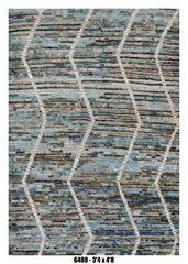 Moroccan Geometric Area Rug 3'4" x 4'8" | Blue Multi Lattice Pattern