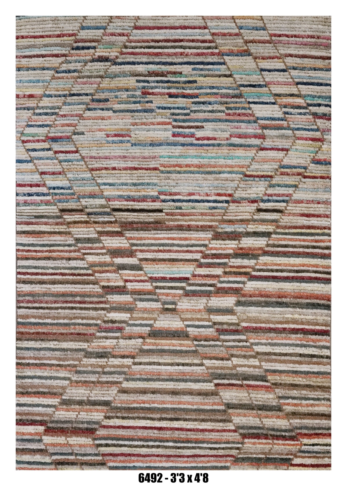 Moroccan Geometric Area Rug 3'3" x 4'8" |  Multi-Color Diamond Pattern