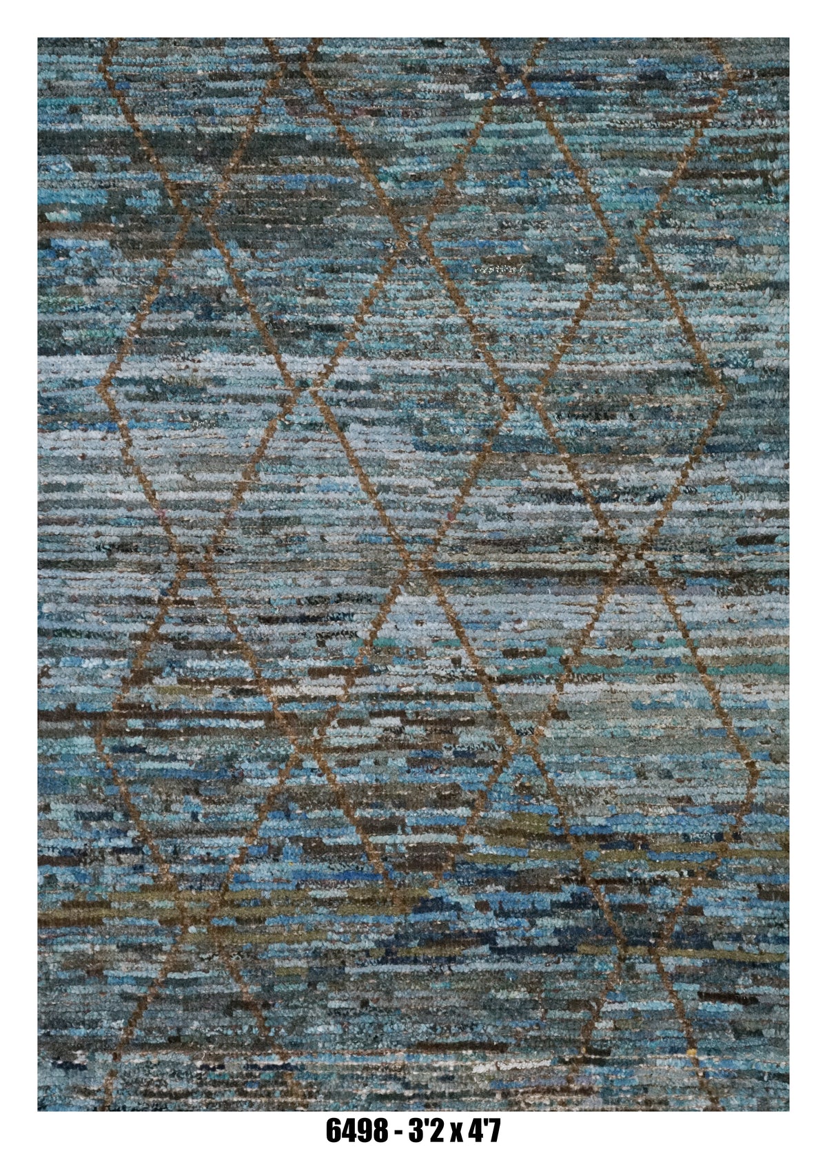 Moroccan Geometric Area Rug 3'2" x 4'7" | Blue Multi Diamond Lattice Pattern