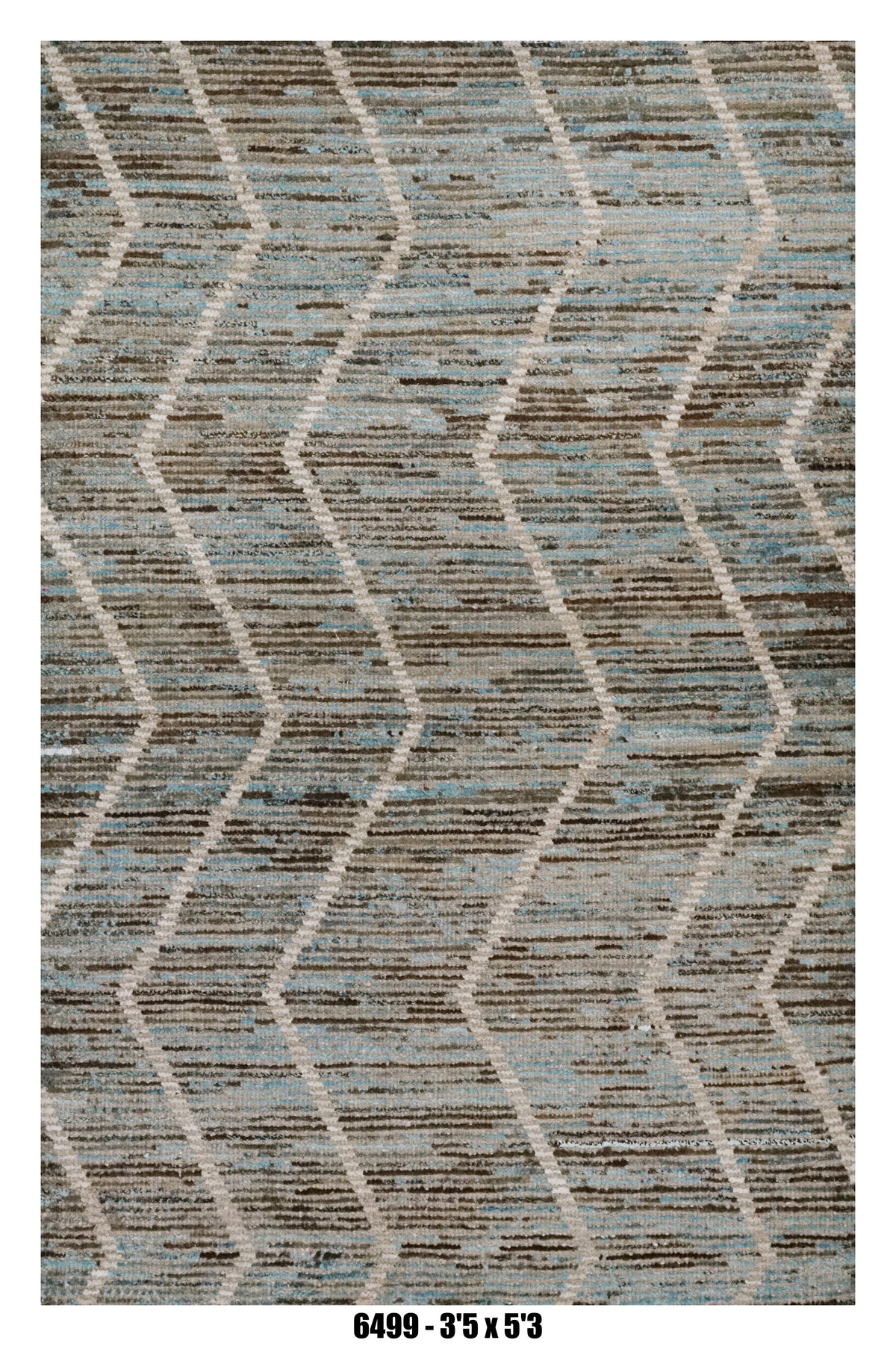 Moroccan Geometric Area Rug 3'5" x 5'3" |  Blue Multi Chevron Lattice Pattern