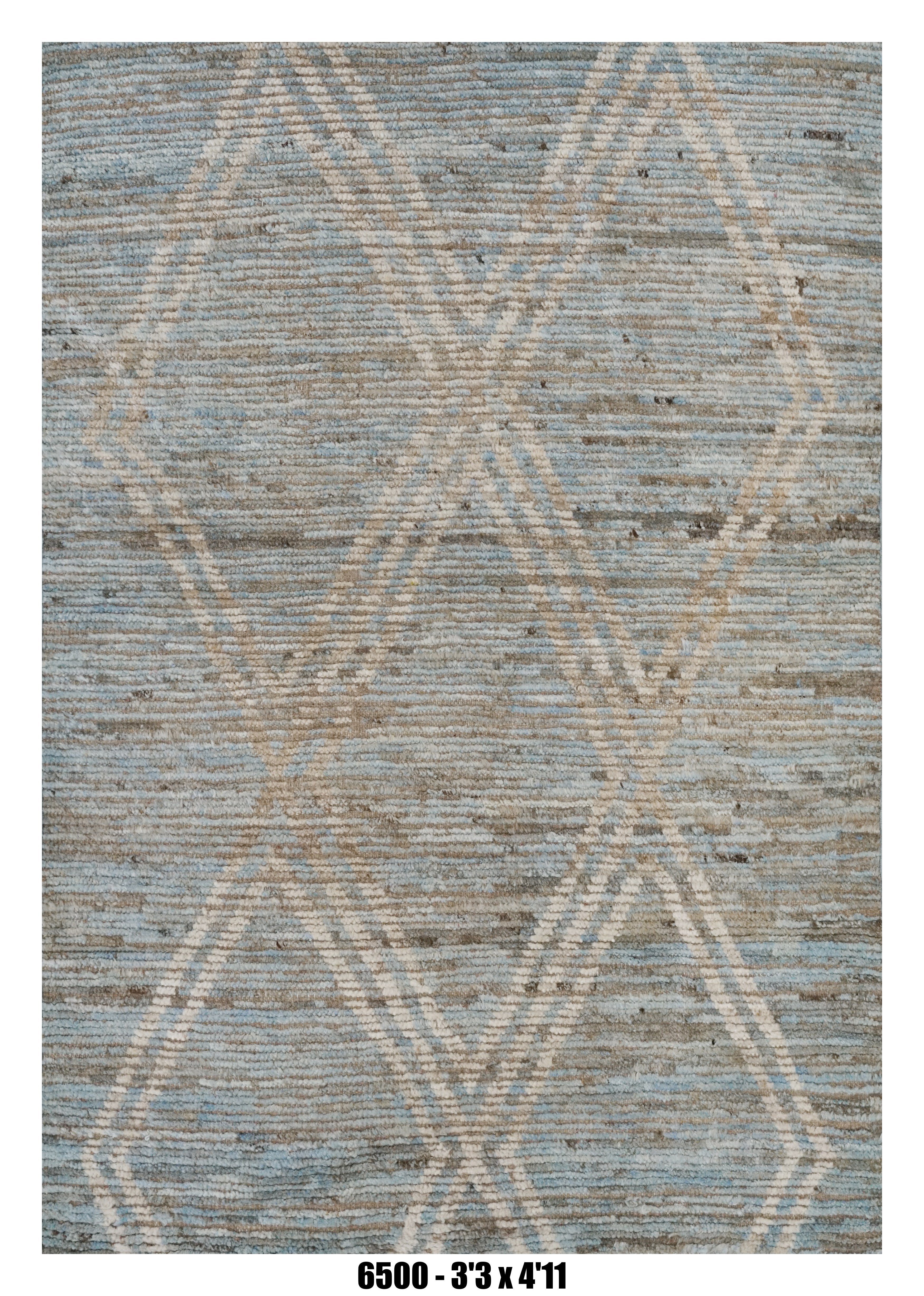 Moroccan Diamond Area Rug 3'3" x 4'11" |  Soft Blue Ivory Lattice Pattern