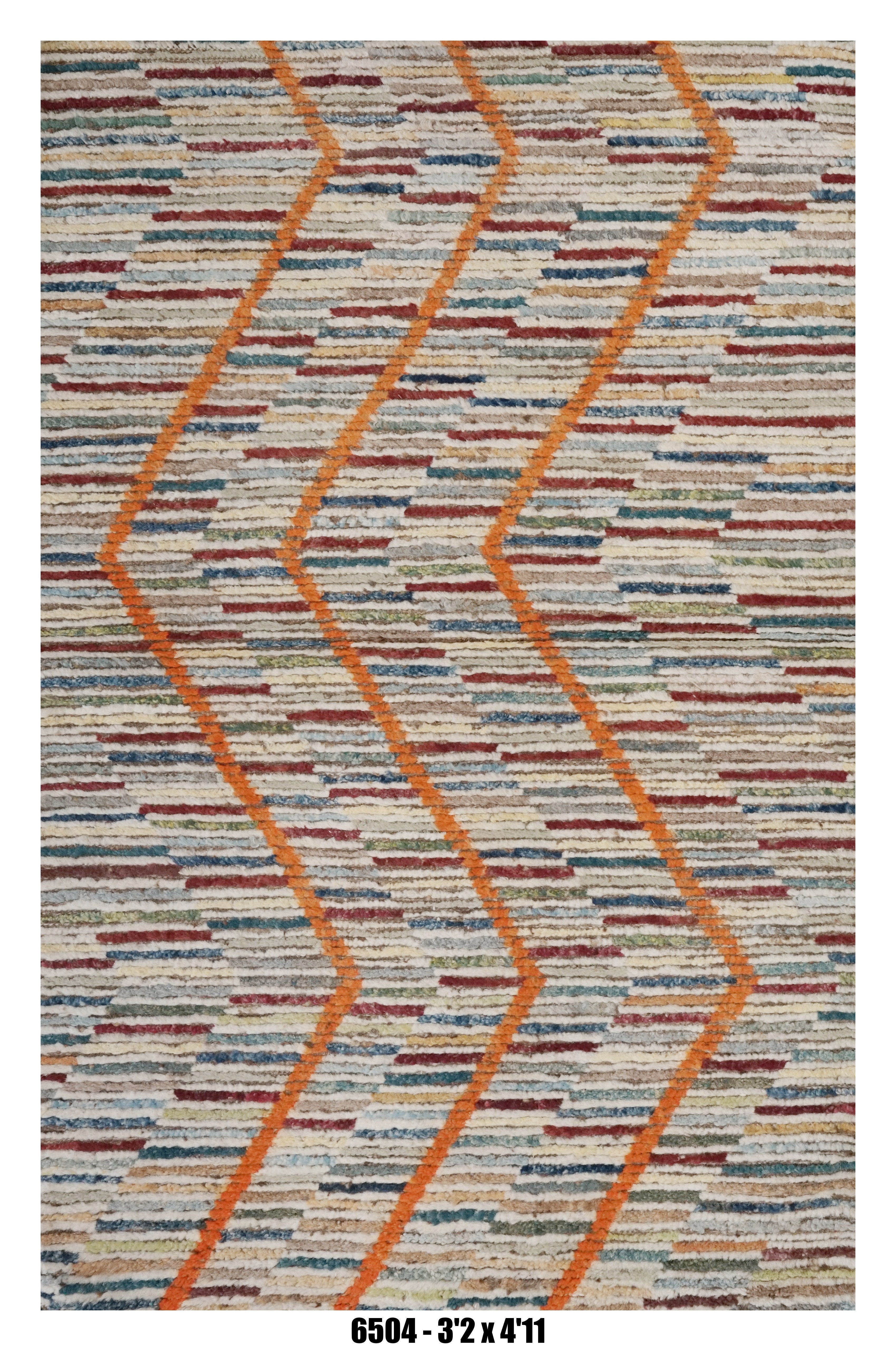 Moroccan Geometric Area Rug 3'2" x 4'11" – Multi-Color Chevron Pattern | SKU#6504