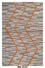 Moroccan Geometric Area Rug 3'2" x 4'11" – Multi-Color Chevron Pattern | SKU#6504