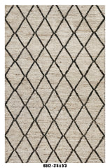 Moroccan Diamond Area Rug 3'4" x 5'3" | Neutral Ivory Black Lattice Pattern