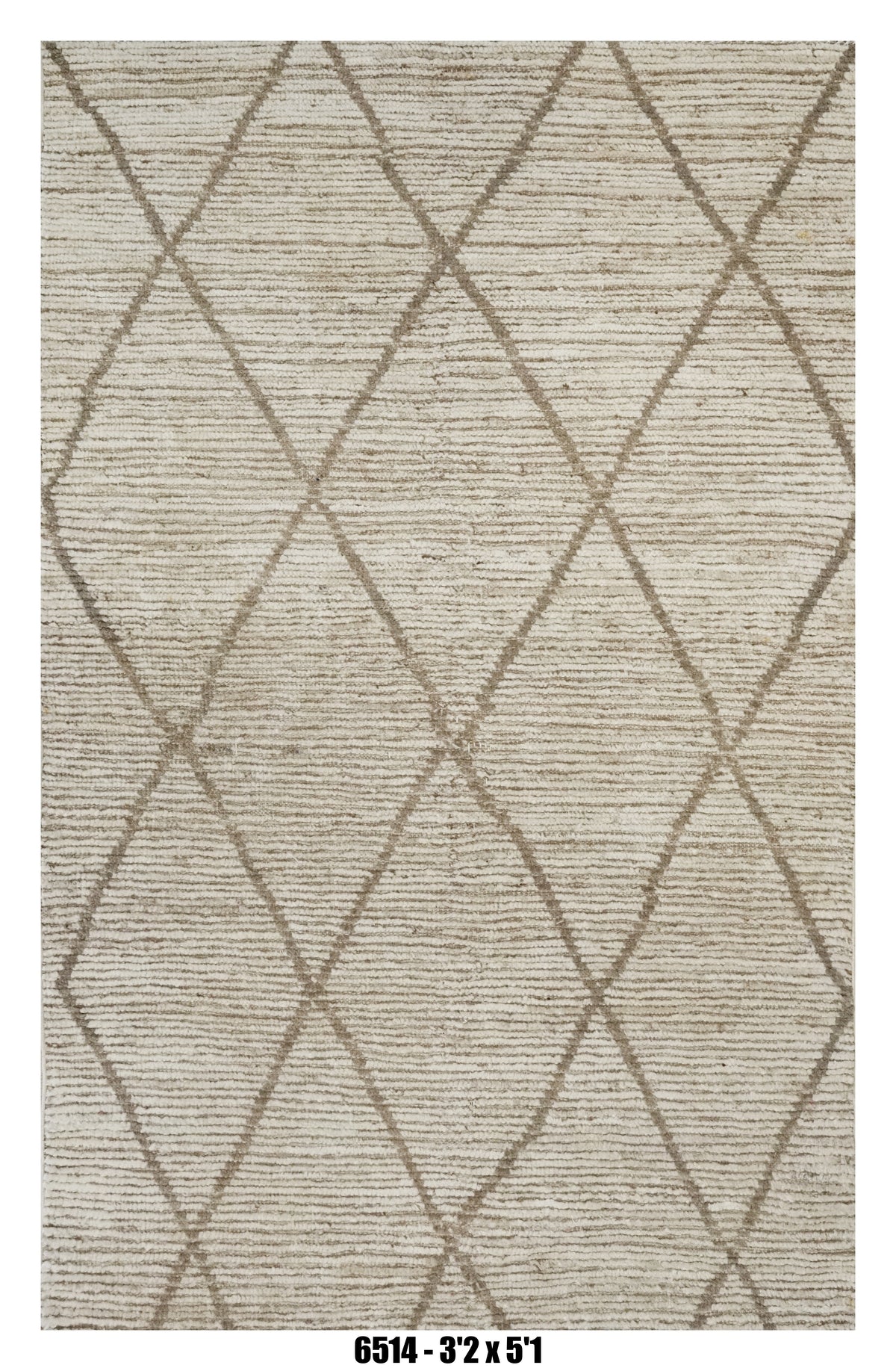 Moroccan Diamond Area Rug 3'2" x 5'1" | Neutral Ivory Beige Lattice Pattern