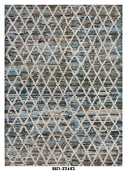 Moroccan Geometric Area Rug 3'2" x 4'3" | Blue Grey Diamond Trellis Pattern