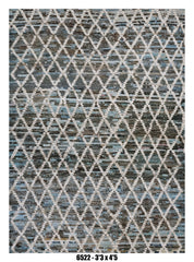 Moroccan Geometric Area Rug 3'3" x 4'5" | Blue Grey Diamond Trellis Pattern